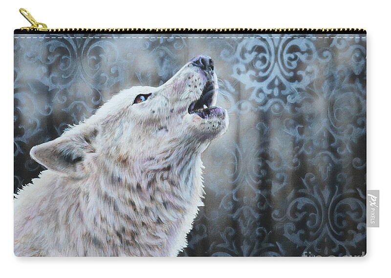 Wolf Zip Pouch featuring the painting Ghost by Lachri