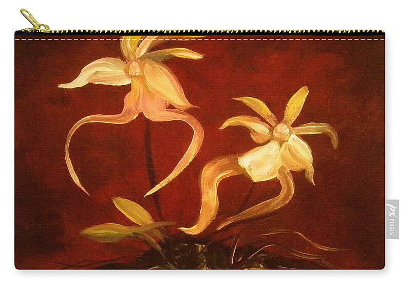 Ghost Zip Pouch featuring the painting Ghost Orchids by Gina De Gorna