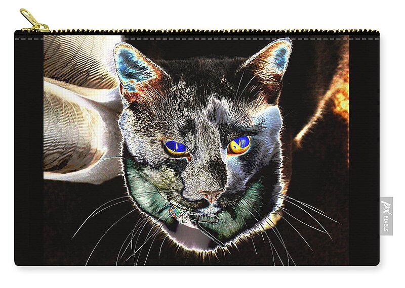 Cat Zip Pouch featuring the photograph Ghosty by Larry Beat