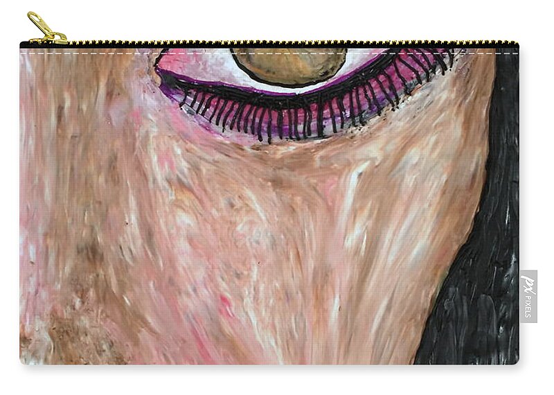Face Zip Pouch featuring the mixed media Gia by Deborah Stanley
