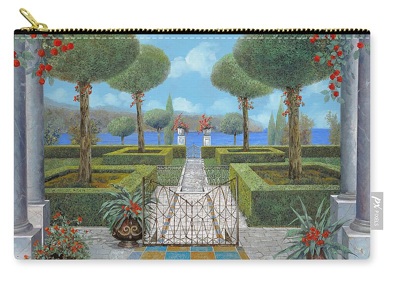 Italian Garden Zip Pouch featuring the painting Giardino Italiano by Guido Borelli