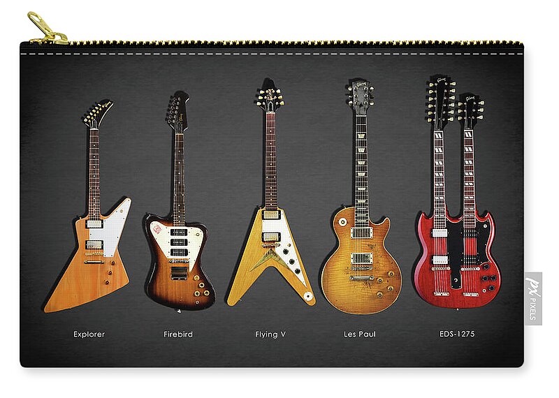 Gibson Electric Guitar Collection Zip Pouch by Mark Rogan - Pixels Merch