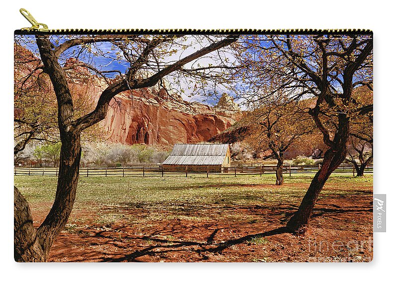 Capitol Reef Zip Pouch featuring the photograph Gifford Barn 3 by Roxie Crouch