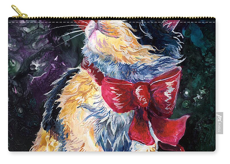 Cat Zip Pouch featuring the painting Gift of Love by Sherry Shipley
