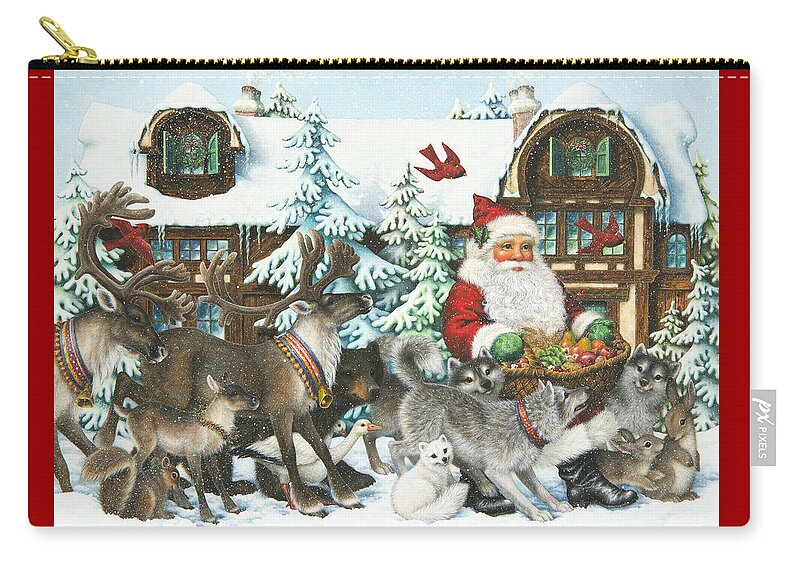 Santa Claus Zip Pouch featuring the painting Gifts for All by Lynn Bywaters
