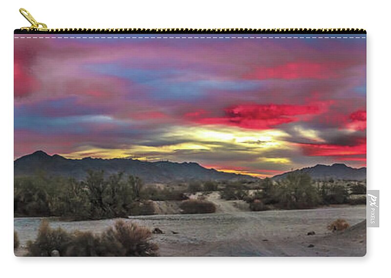 Sunrise Zip Pouch featuring the photograph Gila Mountains And Sonoran Desert Sunrise by Robert Bales