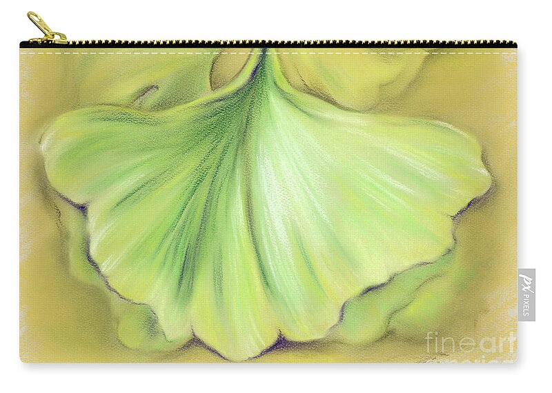 Botanical Zip Pouch featuring the pastel Ginkgo on the Cusp of Autumn by MM Anderson