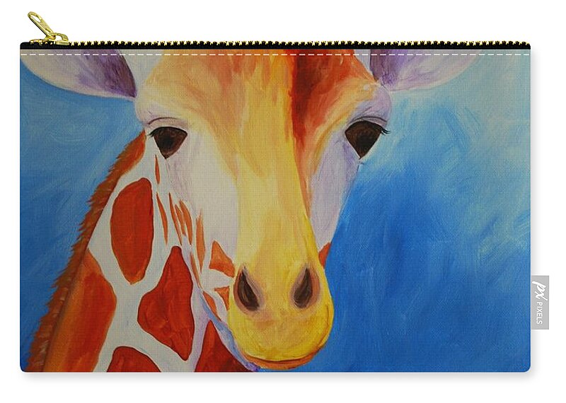 Giraffe Zip Pouch featuring the painting Giraffe by Emily Page