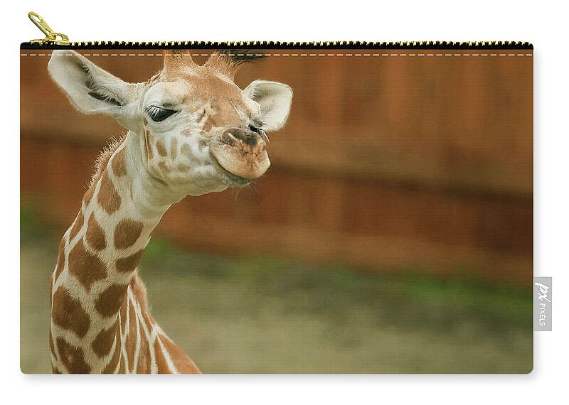 Giraffe Zip Pouch featuring the photograph Giraffe Grin by Carrie Ann Grippo-Pike