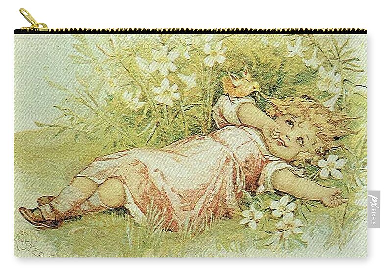 Frances Brundage Zip Pouch featuring the painting Girl and Chick by Reynold Jay