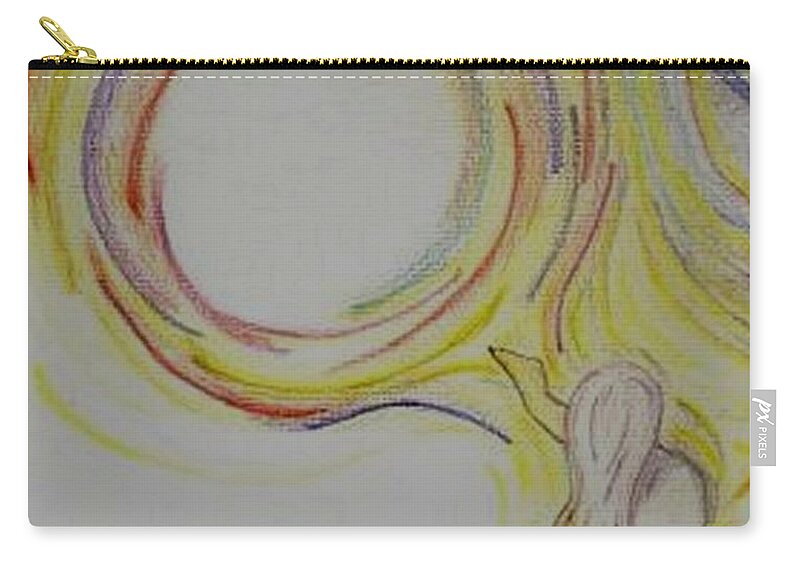 Dream Zip Pouch featuring the drawing Girl and Universe Creative Connection by Julia Woodman