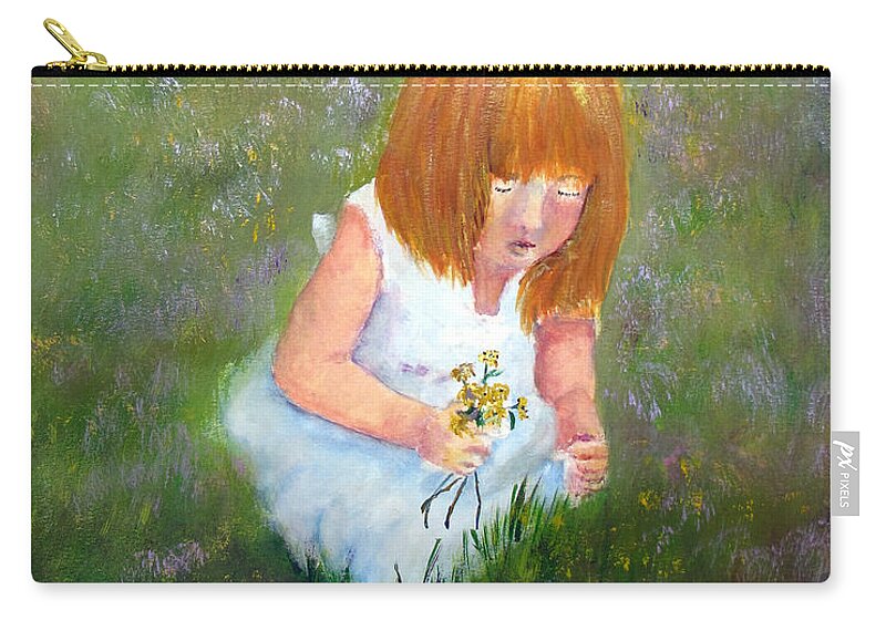 Child Zip Pouch featuring the painting Girl In The Meadow by Loretta Luglio