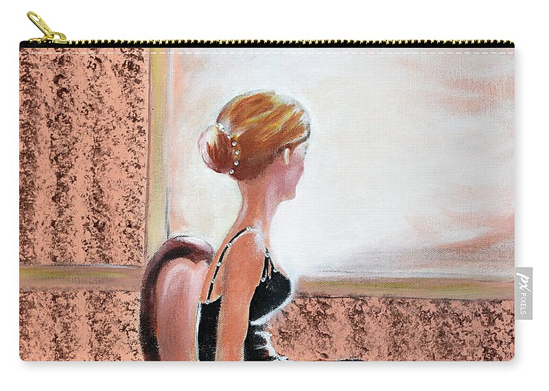 Dress Zip Pouch featuring the painting Girl In The Sequin Gown by Gary Smith