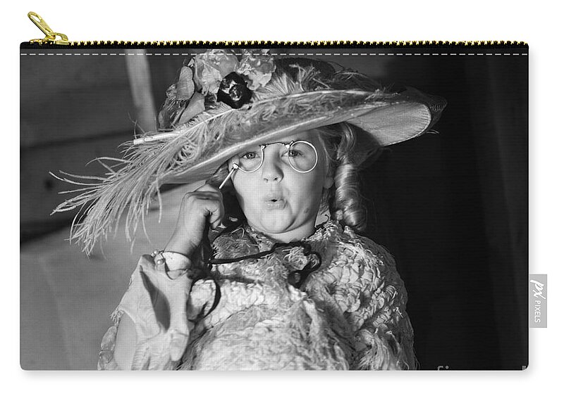 1950s Carry-all Pouch featuring the photograph Girl Playing Dress-up, C.1950s by H. Armstrong Roberts/ClassicStock