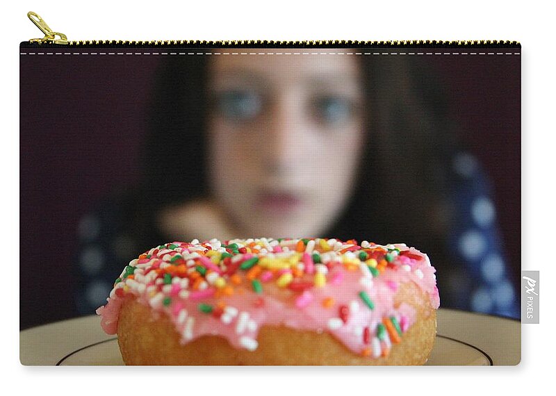 Doughnut Zip Pouch featuring the photograph Girl with Doughnut by Linda Woods