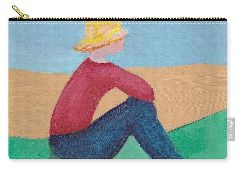 Minimalist Zip Pouch featuring the painting Girl with Straw Hat by Patricia Cleasby