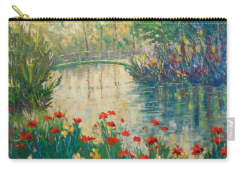Frederic Payet Zip Pouch featuring the painting Giverny by Frederic Payet