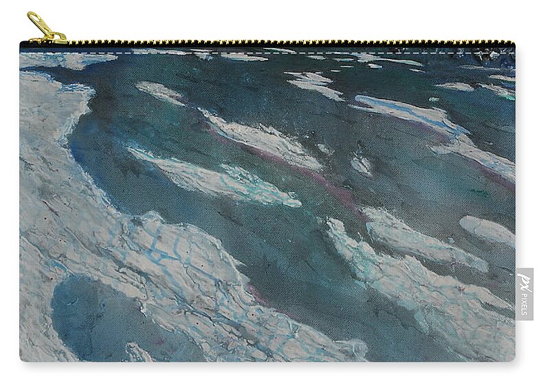 Ice Zip Pouch featuring the painting Glacial Moraine by Ruth Kamenev