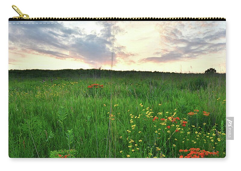 Illinois Zip Pouch featuring the photograph Glacial Park Sunset by Ray Mathis