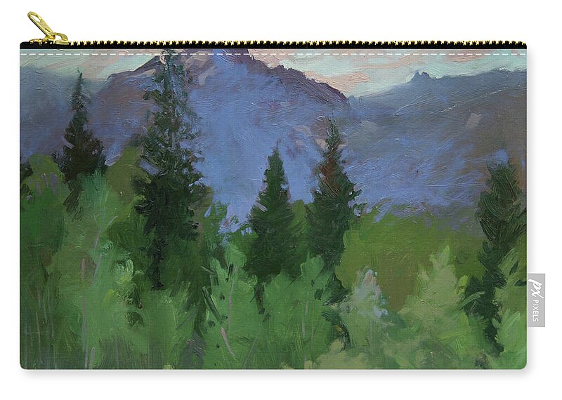 Plein Air Painting Zip Pouch featuring the painting Glacier Nat'l Park - Plein Air - Rising Wolf Ranch by Elizabeth - Betty Jean Billups