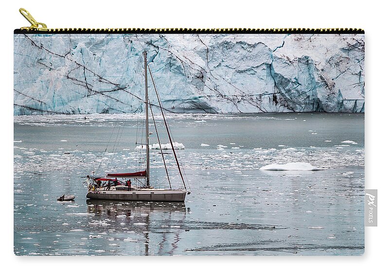 Frigid Zip Pouch featuring the photograph Glacier Sailing by Ed Clark