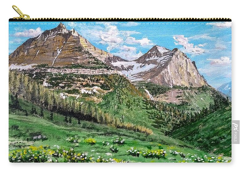 Mountains Zip Pouch featuring the painting Glacier Summer by Kevin Daly