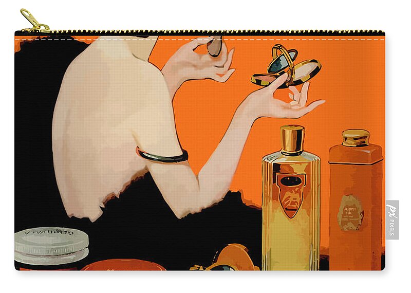 Cosmetics Zip Pouch featuring the painting Glamour Vintage Art Deco Cosmetics by Mindy Sommers