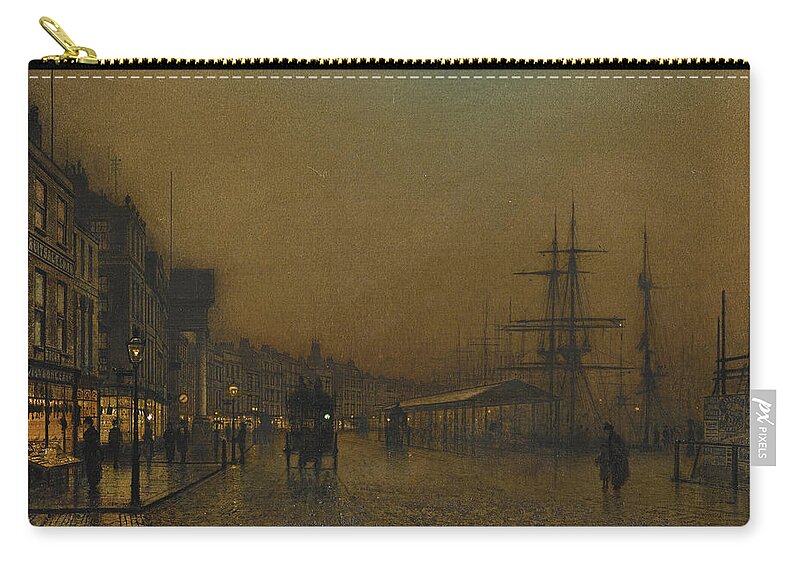 John Atkinson Grimshaw Zip Pouch featuring the painting Glasgow by John Atkinson Grimshaw