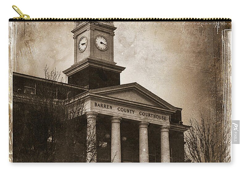 Vintage Zip Pouch featuring the photograph Glasgow KY Courthouse by Amber Flowers
