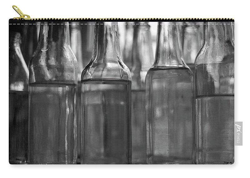 Bottle Zip Pouch featuring the photograph Glass Bottles BW I by David Gordon