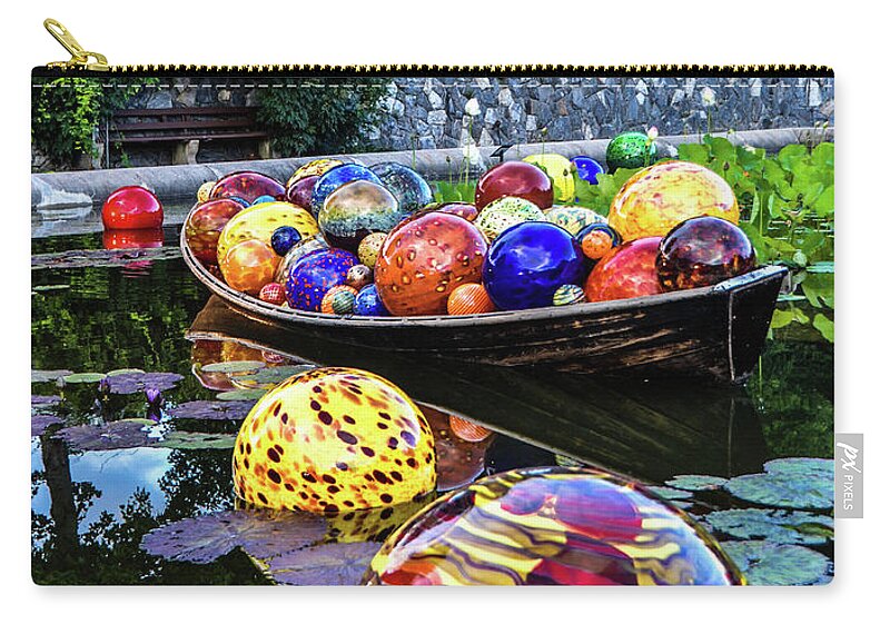 Chilhuly Glass Zip Pouch featuring the photograph Glass on Display by Chuck Brown