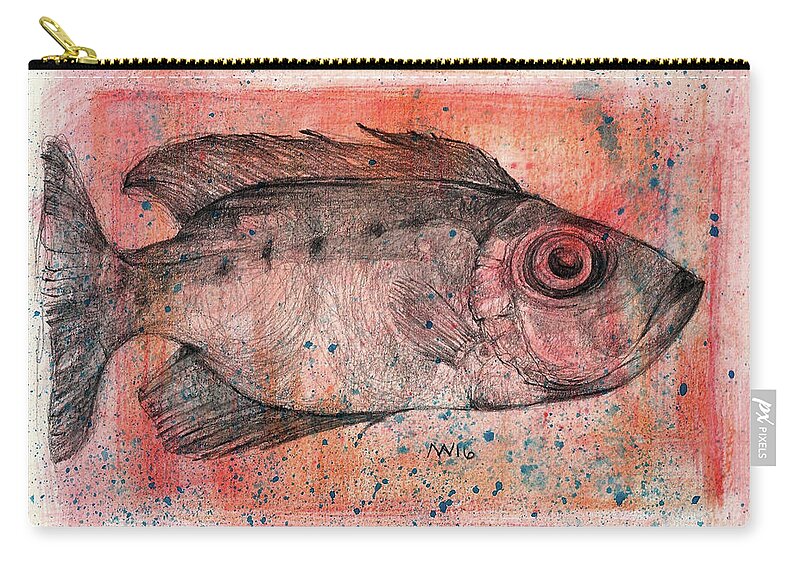 Fish Carry-all Pouch featuring the mixed media Glasseye Snapper by AnneMarie Welsh