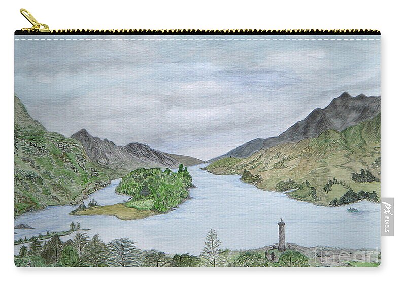 Scotland Zip Pouch featuring the painting Glenfinnan by Yvonne Johnstone