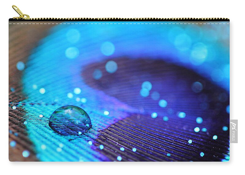 Peacock Zip Pouch featuring the photograph Glitter and Feathers by Angela Murdock