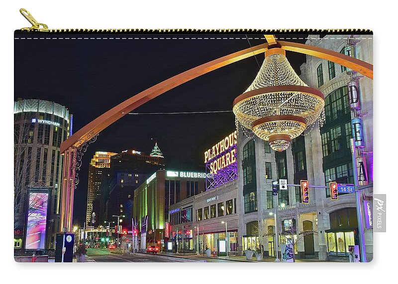Cleveland Zip Pouch featuring the photograph Glitz and Glamour in Cleveland Ohio by Frozen in Time Fine Art Photography