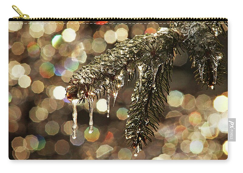 Spruce Tree Zip Pouch featuring the photograph Glitzy Nature by Debbie Oppermann