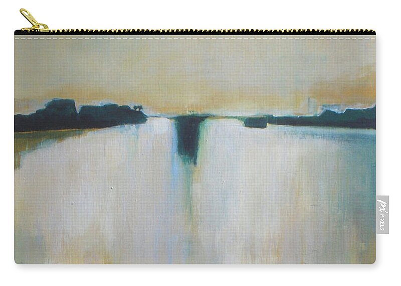 Abstract Landscape Zip Pouch featuring the painting Glow in the Lake by Vesna Antic