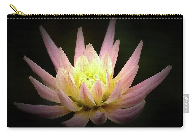 Dahlia Zip Pouch featuring the photograph Glowing from Within by Inge Riis McDonald
