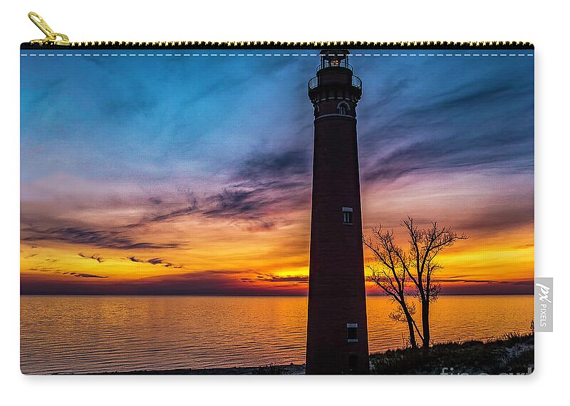 Great Lake Zip Pouch featuring the photograph Glowing Sky at Little Sable by Nick Zelinsky Jr