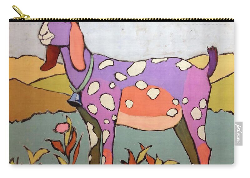 Nubian Goat Zip Pouch featuring the painting Goat of Many Colors by Ande Hall