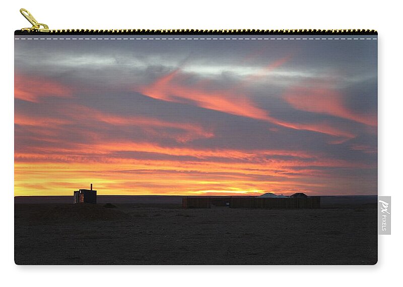 Camels Zip Pouch featuring the photograph Gobi Sunset by Diane Height