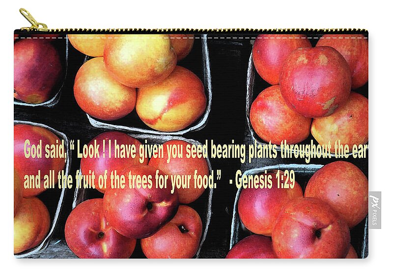 Fruit Zip Pouch featuring the digital art God Gives Fruit For Food by Joyce Wasser