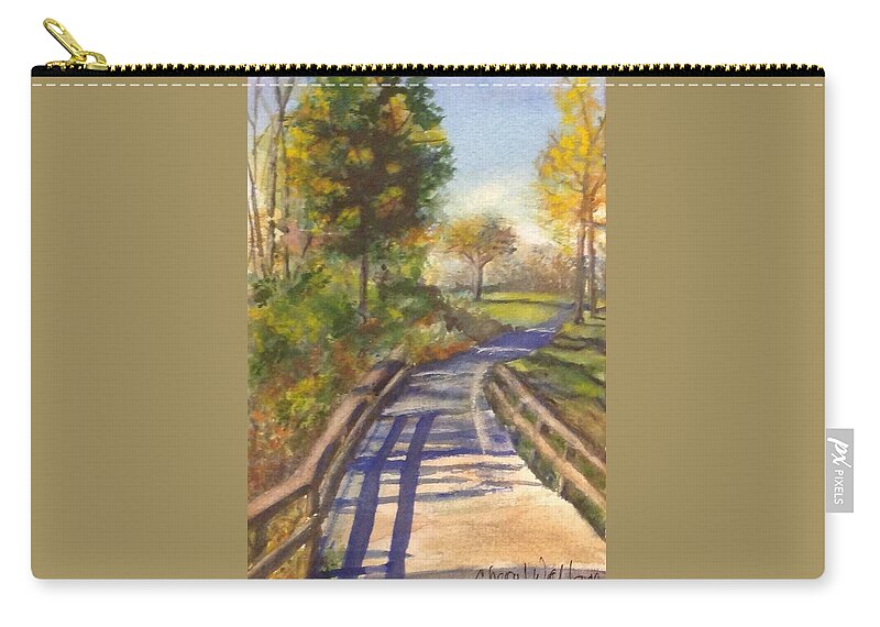 Bridge Zip Pouch featuring the painting Going Home by Cheryl Wallace