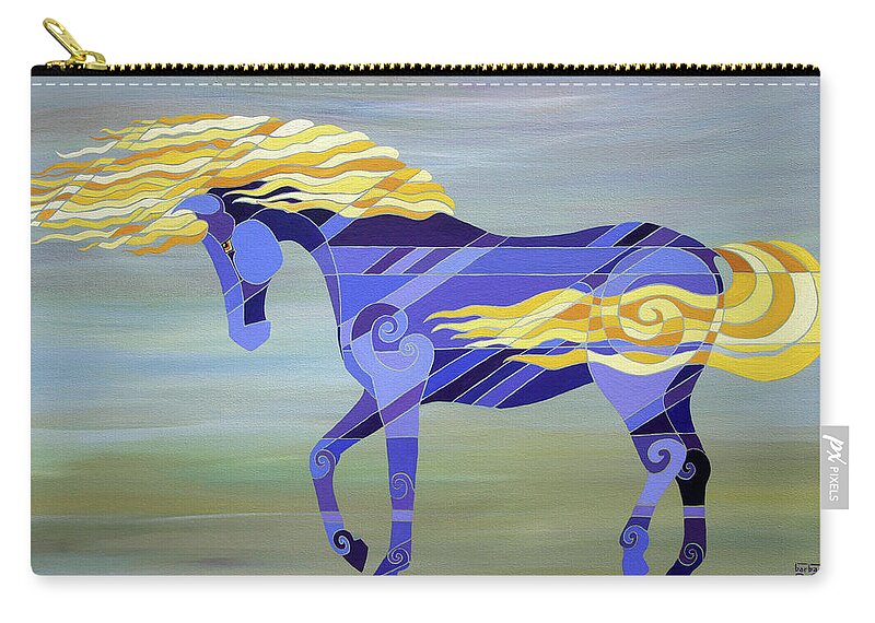Horse Zip Pouch featuring the painting Going with the Flow by Barbara Rush