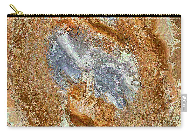 Abstract Digital Art Zip Pouch featuring the digital art Gold and Silver by Charmaine Zoe