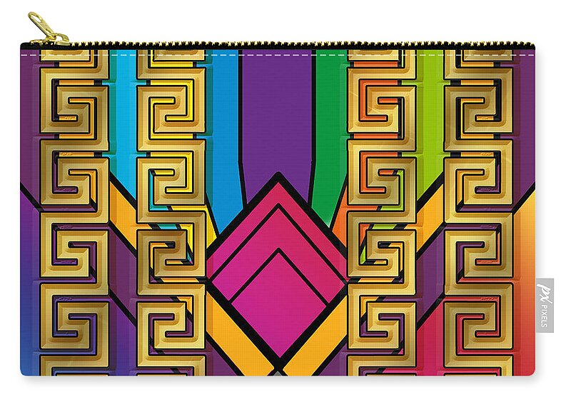 Staley Zip Pouch featuring the digital art Gold Art Deco Design 3 by Chuck Staley