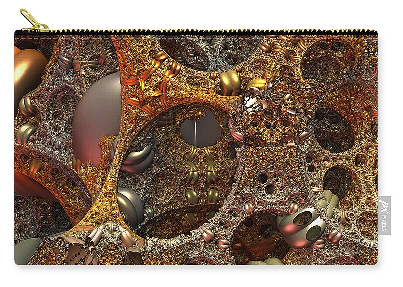 Gold Zip Pouch featuring the digital art Gold Mine by Lyle Hatch
