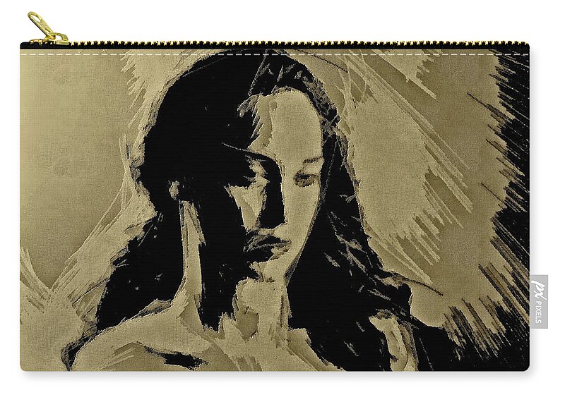 Portrait Zip Pouch featuring the digital art Gold Portrait Female by Humphrey Isselt
