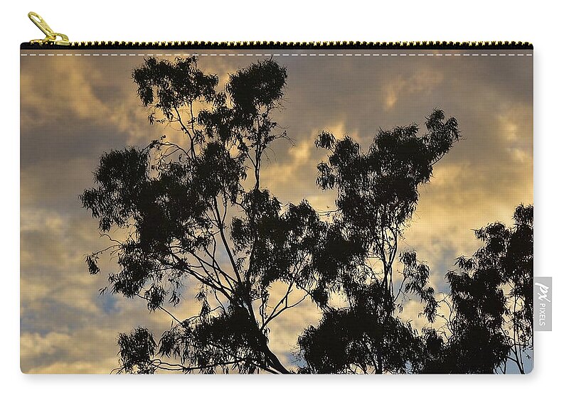 Linda Brody Zip Pouch featuring the photograph Gold Sunset Tree Silhouette I by Linda Brody