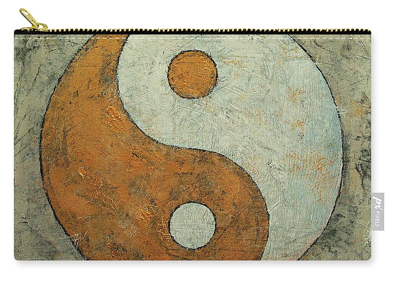 Art Zip Pouch featuring the painting Gold Yin Yang by Michael Creese